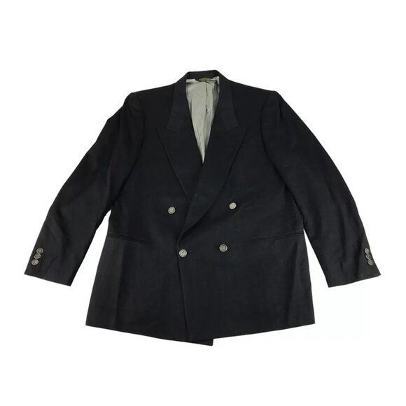 Nino Cerruti Mens Black Wool Double‎ Breasted Inner Pockets Blazer Jacket Size L - Picture 1 of 11